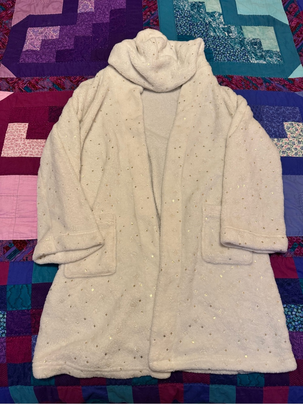 Kid’s Cream Sparkle Cozy Robe no belt